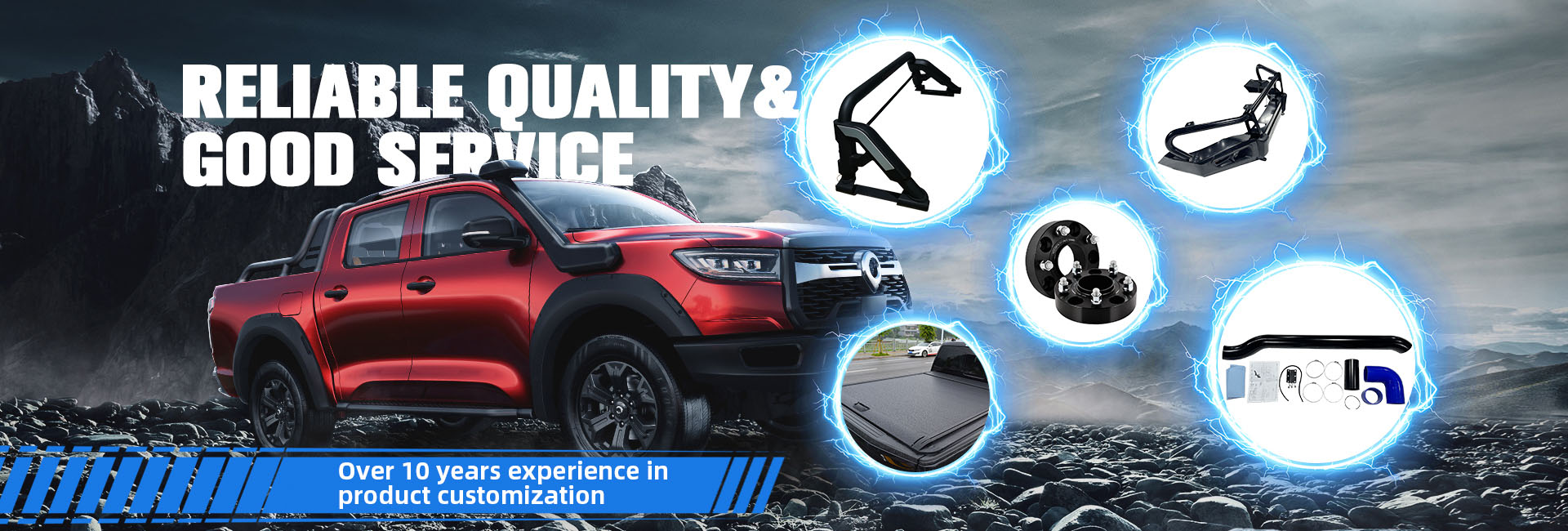Yunhanzit Off-Road & Pickup Auto Parts Banner - Custom bumpers, roll bars, and snorkels