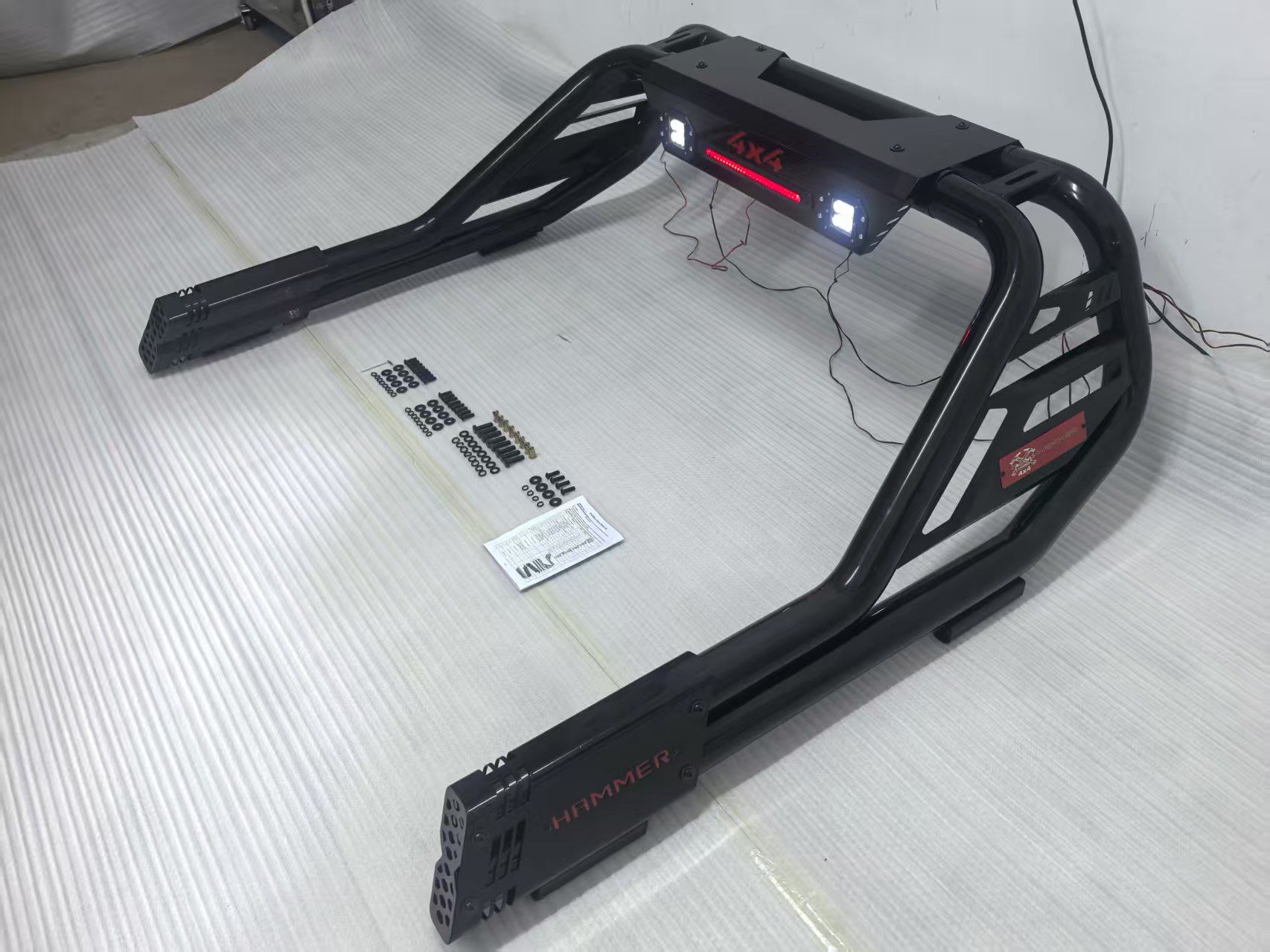 Stainless Steel Roll Bar Black Powder Coat LED Mount Universal Fit